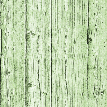 A green wooden plank surface with visible grain and knots.