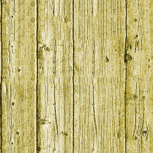 Wooden fence with vertical slats, aged appearance, and natural knots. The wood has a yellowish tint and visible grain patterns.