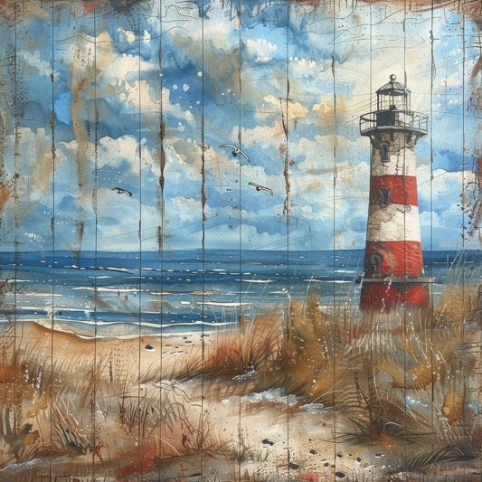 Wooden Lighthouses Fabric Panel 2