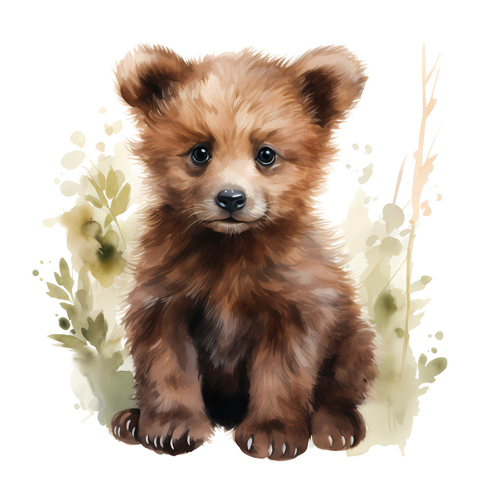 Woodland Baby Bear 3 Fabric Panel