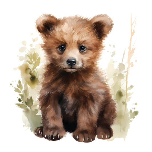 Woodland Baby Bear 3 Fabric Panel
