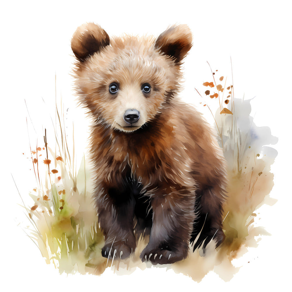 Woodland Baby Bear 4 Fabric Panel