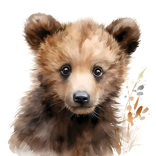 Woodland Baby Bear 5 Fabric Panel
