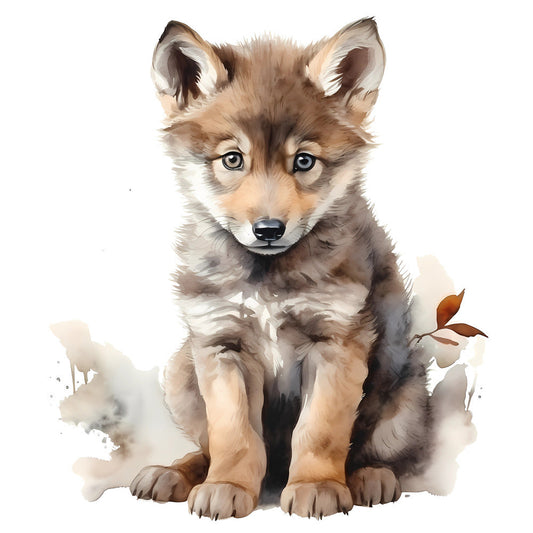 Woodland Baby Wolf 3 Fabric Panel