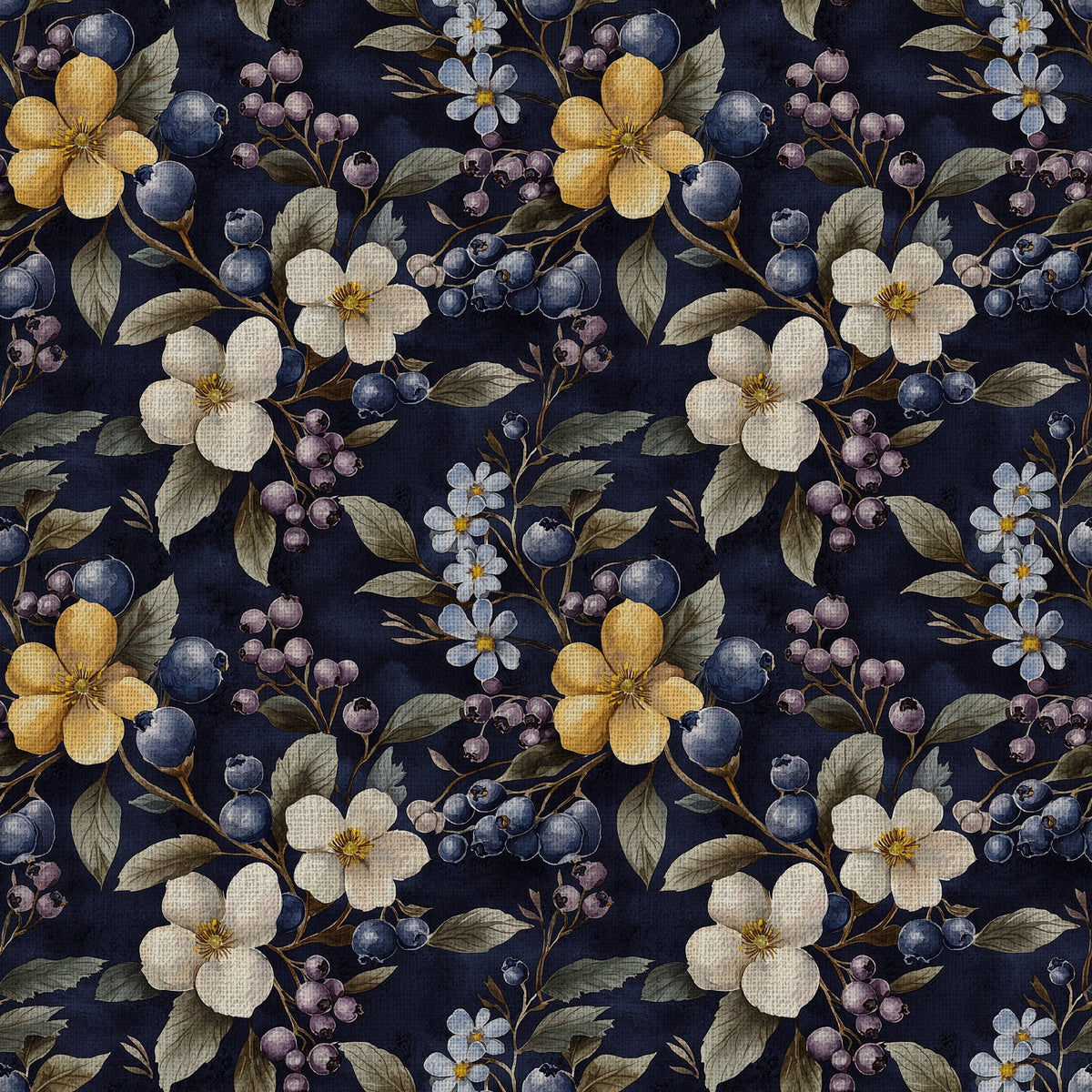 Woodland Berries Pattern 6 Quilting Cotton Fabric