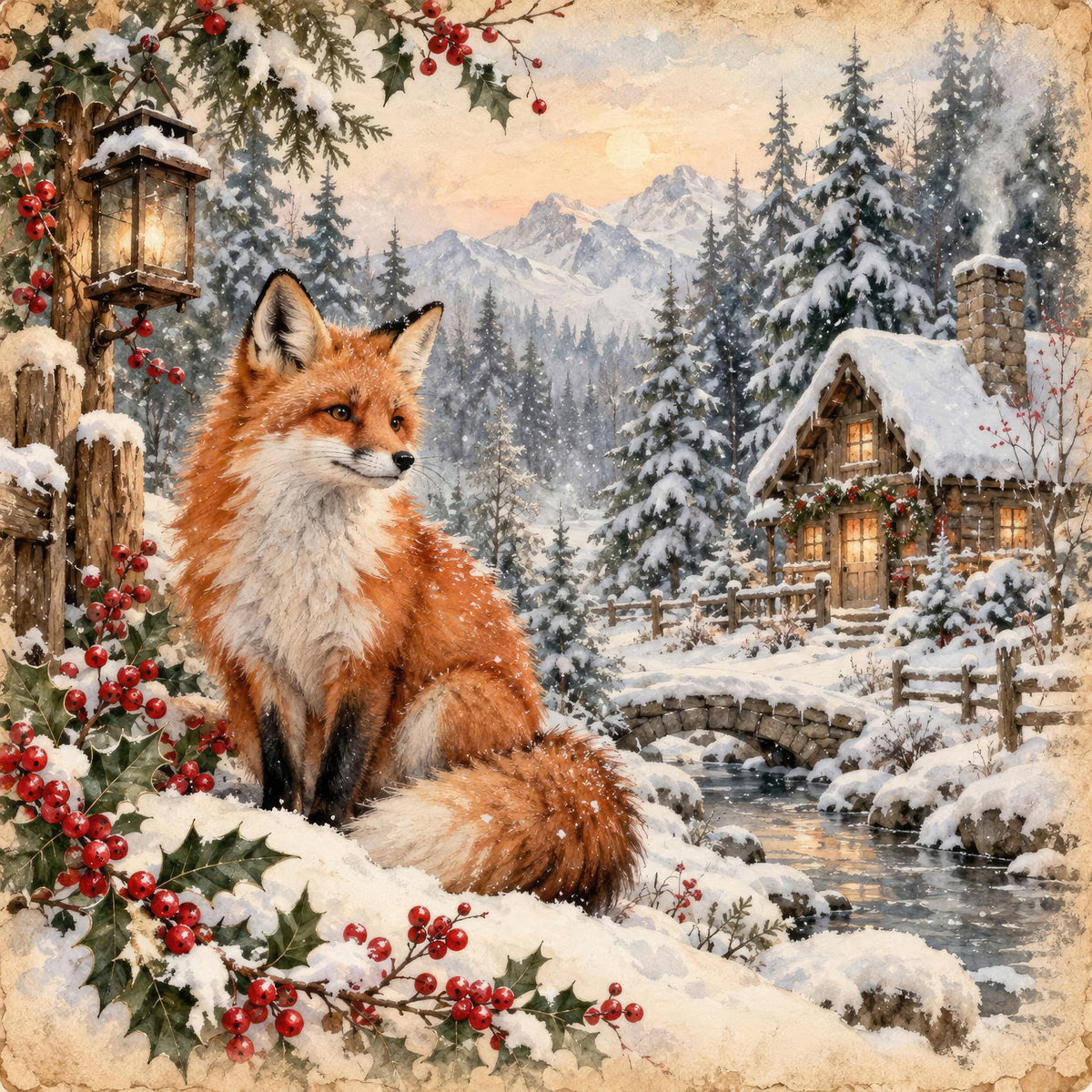 Woodland Christmas Pattern 3 Quilting Cotton Fabric