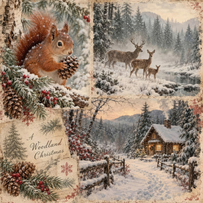 Woodland Christmas Pattern 8 Quilting Cotton Fabric