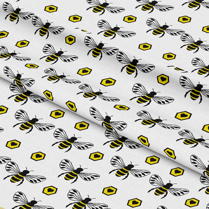 Yellow and Black Bees Pattern 2 Quilting Cotton Fabric