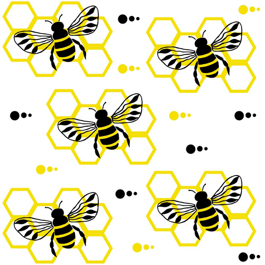 Yellow and Black Bees Pattern 3 Quilting Cotton Fabric