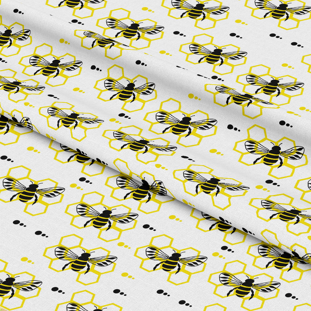 Yellow and Black Bees Pattern 3 Quilting Cotton Fabric