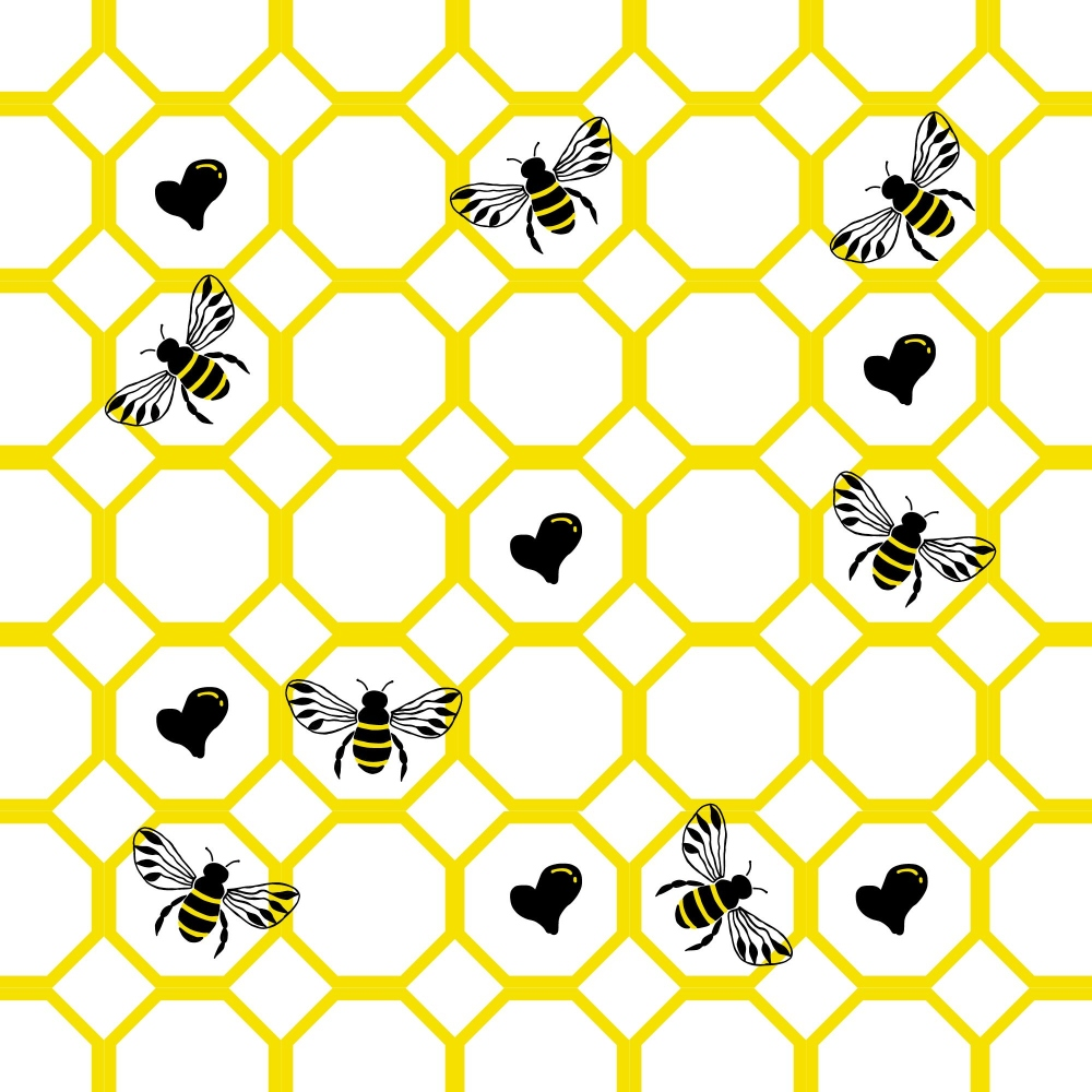 Yellow and Black Bees Pattern 5 Quilting Cotton Fabric