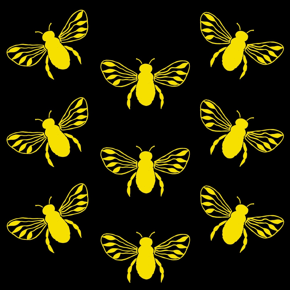 Yellow and Black Bees Pattern 7 Quilting Cotton Fabric