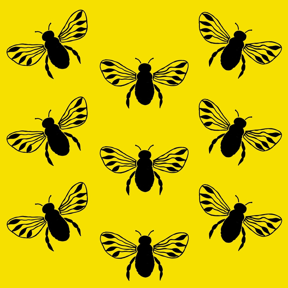 Yellow and Black Bees Pattern 9 Quilting Cotton Fabric