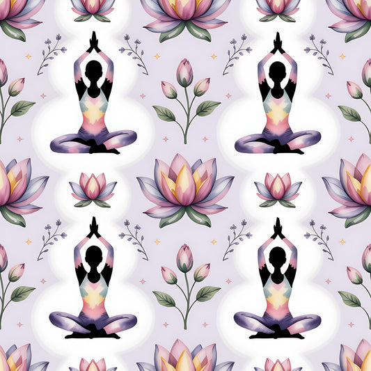 Yoga Poses Pattern 1 Quilting Cotton Fabric