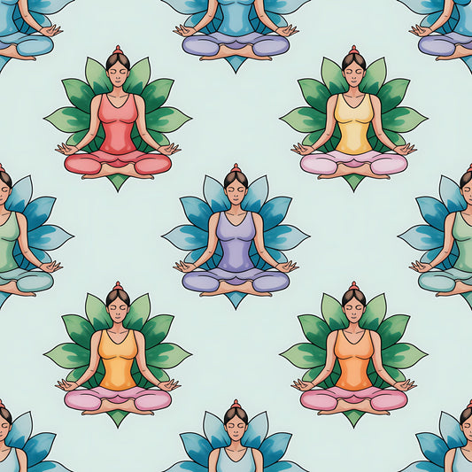 Yoga Poses Pattern 11 Quilting Cotton Fabric