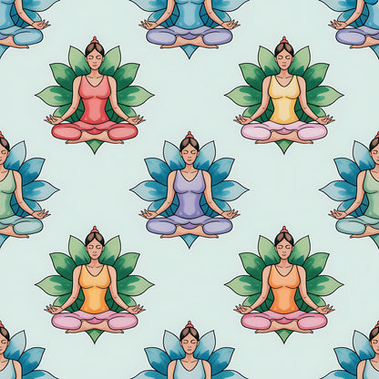 Yoga Poses Pattern 11 Quilting Cotton Fabric