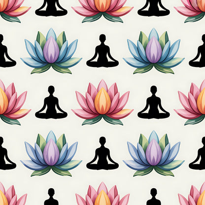 Yoga Poses Pattern 12 Quilting Cotton Fabric