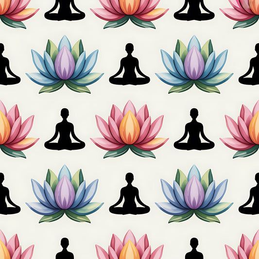 Yoga Poses Pattern 12 Quilting Cotton Fabric