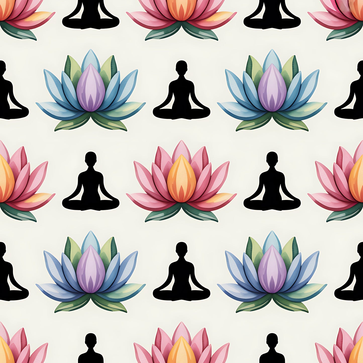 Yoga Poses Pattern 12 Quilting Cotton Fabric