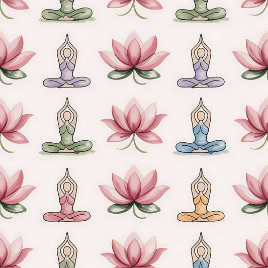 Yoga Poses Pattern 13 Quilting Cotton Fabric