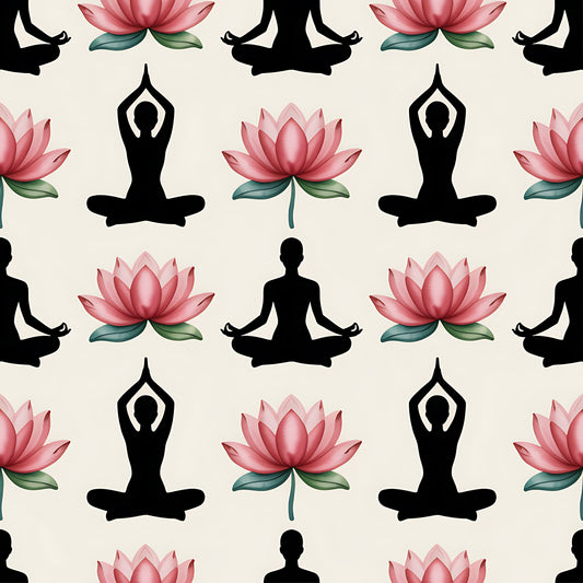 Yoga Poses Pattern 14 Quilting Cotton Fabric