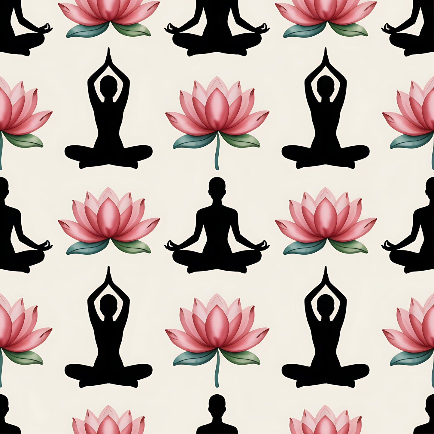 Yoga Poses Pattern 14 Quilting Cotton Fabric