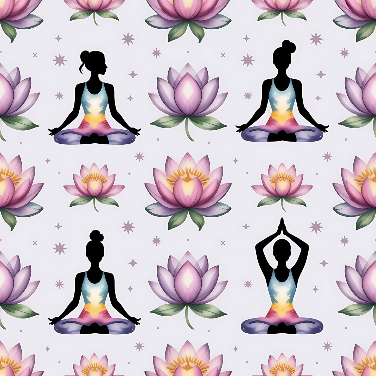 Yoga Poses Pattern 15 Quilting Cotton Fabric