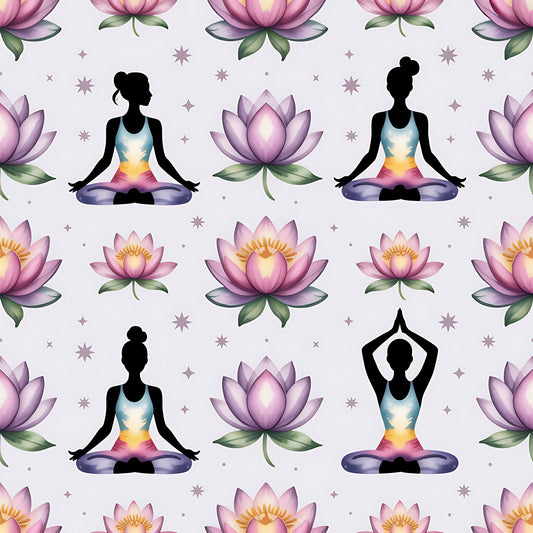 Yoga Poses Pattern 15 Quilting Cotton Fabric