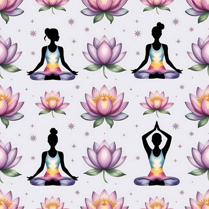 Yoga Poses Pattern 15 Quilting Cotton Fabric