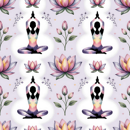 Yoga Poses Pattern 1 Quilting Cotton Fabric