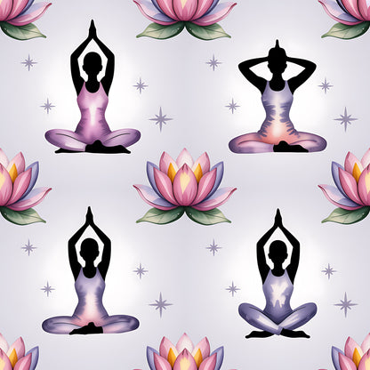 Yoga Poses Pattern 2 Quilting Cotton Fabric