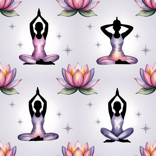 Yoga Poses Pattern 2 Quilting Cotton Fabric
