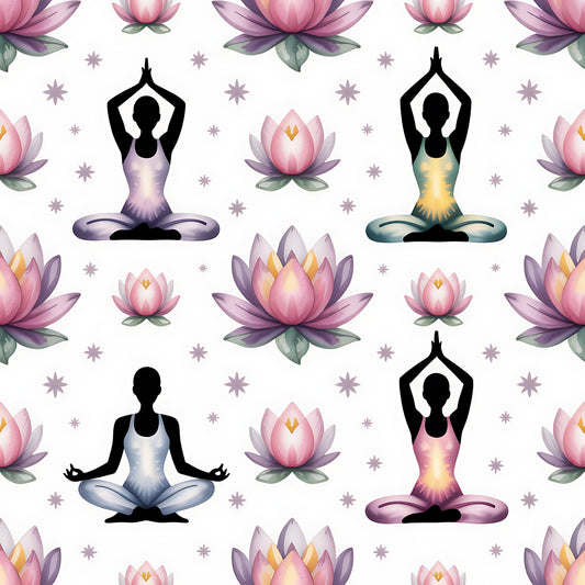 Yoga Poses Pattern 3 Quilting Cotton Fabric