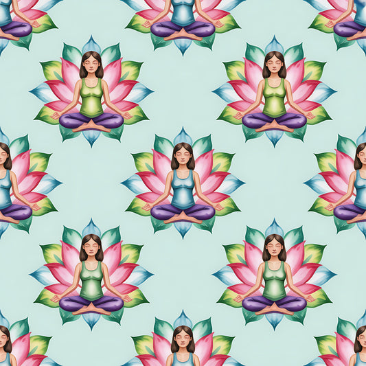Yoga Poses Pattern 4 Quilting Cotton Fabric