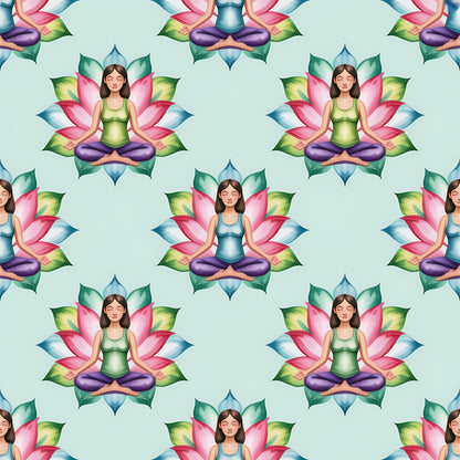 Yoga Poses Pattern 4 Quilting Cotton Fabric