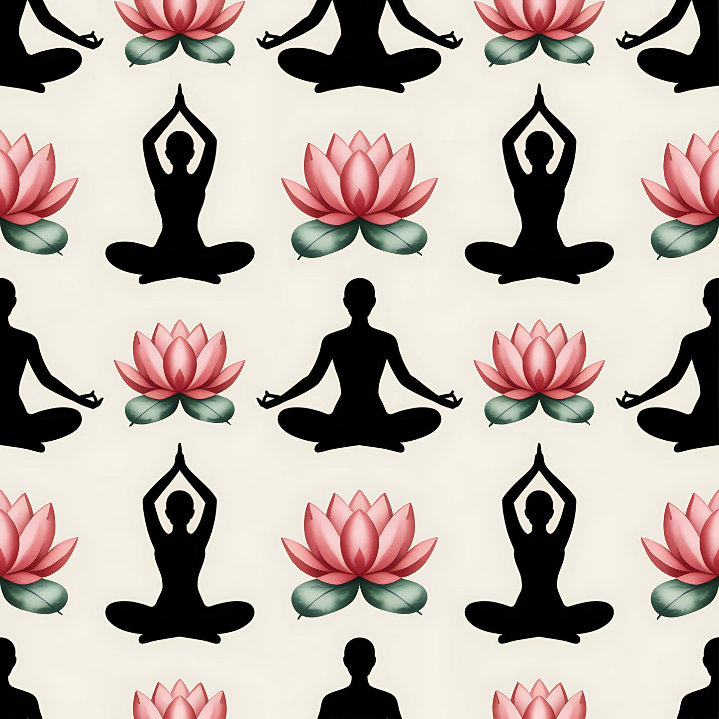 Yoga Poses Pattern 5 Quilting Cotton Fabric