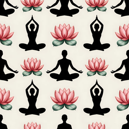 Yoga Poses Pattern 5 Quilting Cotton Fabric