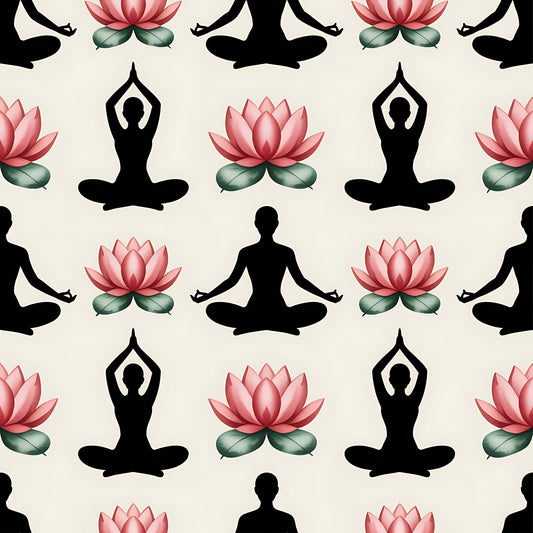 Yoga Poses Pattern 5 Quilting Cotton Fabric