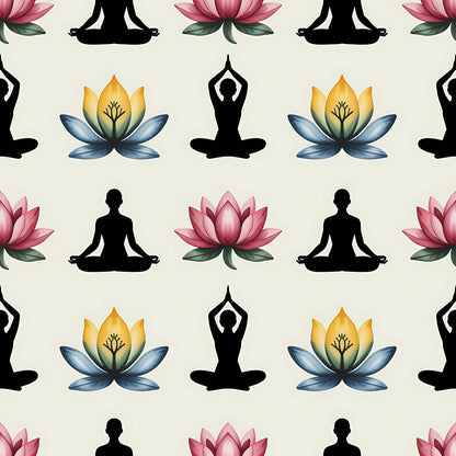 Yoga Poses Pattern 6 Quilting Cotton Fabric