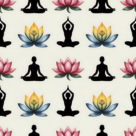 Yoga Poses Pattern 6 Quilting Cotton Fabric