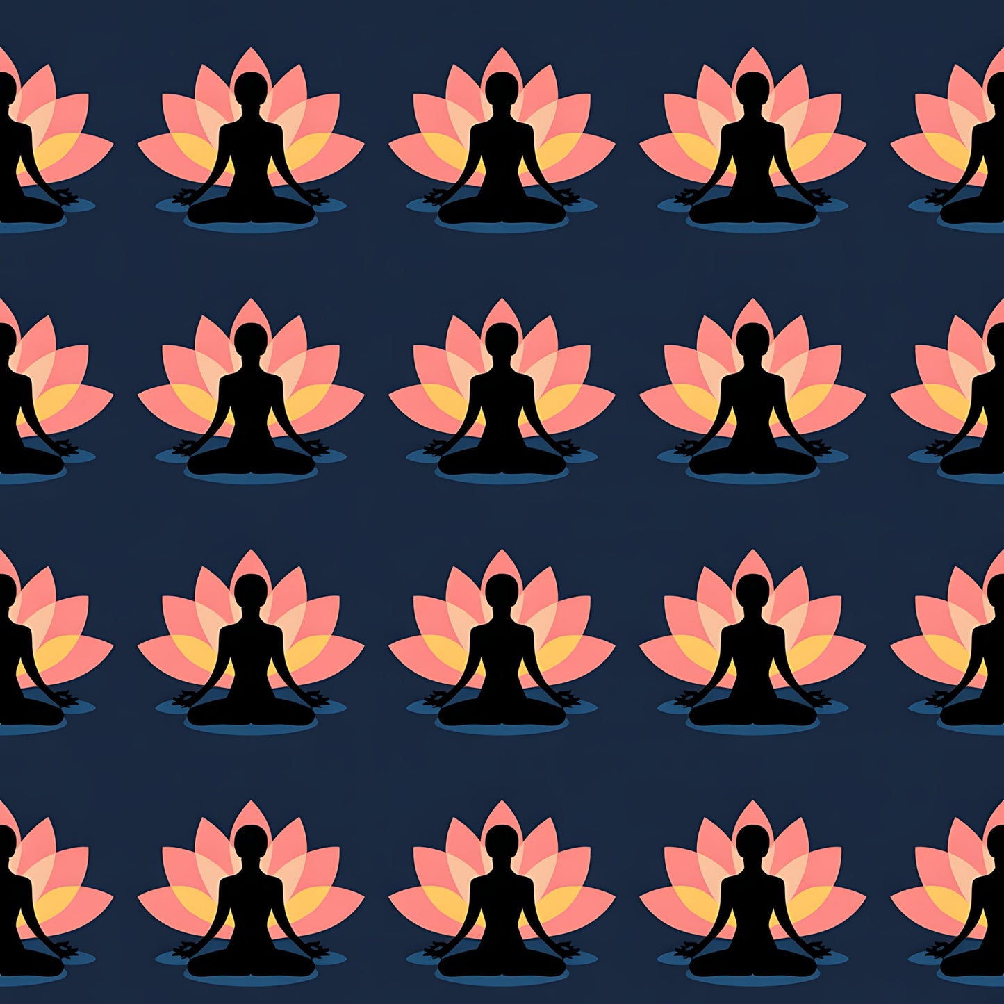 Yoga Poses Pattern 9 Quilting Cotton Fabric