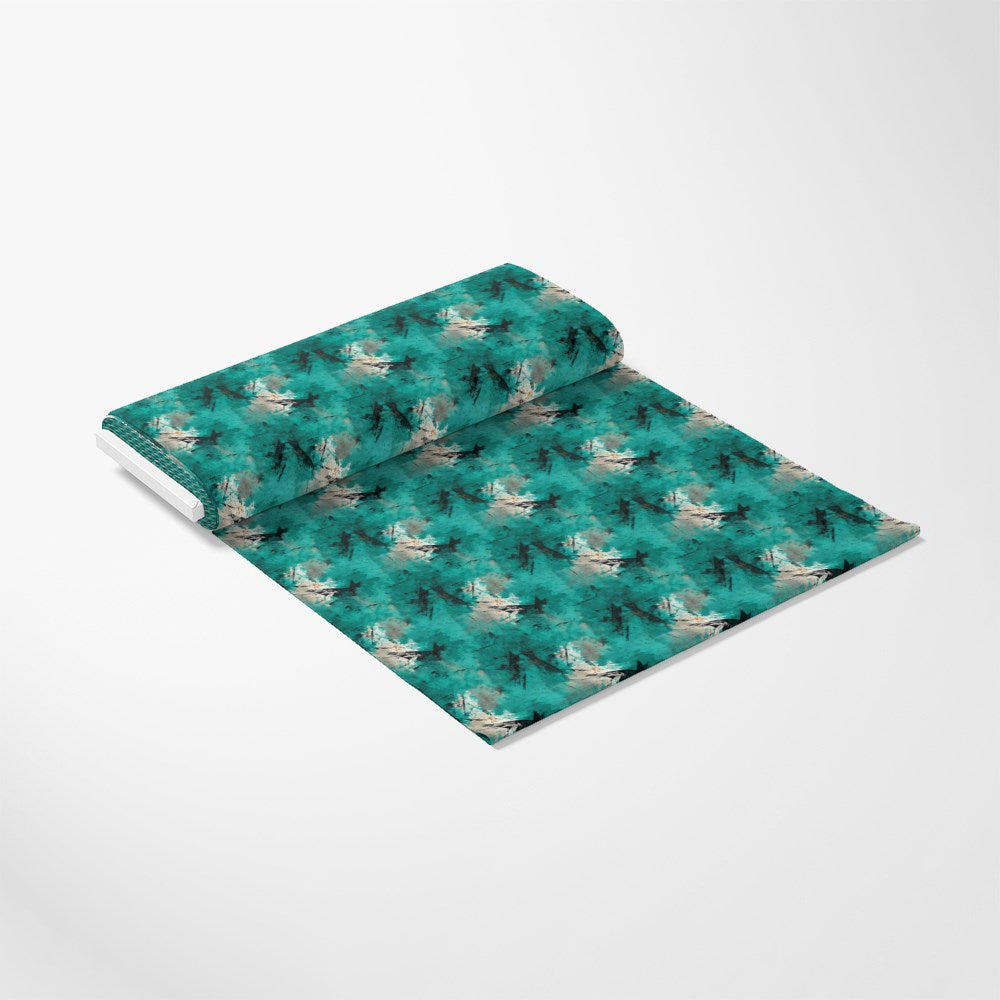 Teal Grunge Pattern 7 Quilting Cotton Fabric