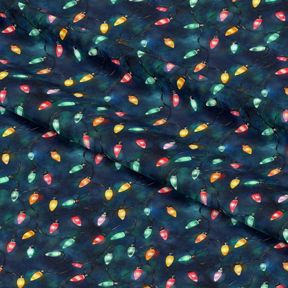 Watercolor Christmas Lights Pattern 1 Quilting Cotton Fabric