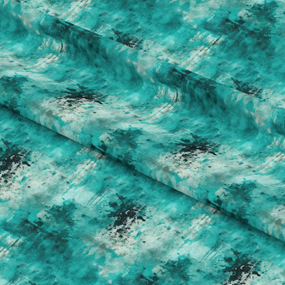 Teal Grunge Pattern 9 Quilting Cotton Fabric