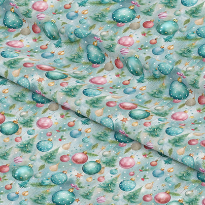 Pastel Christmas Time Pattern 1 Quilting Cotton Fabric