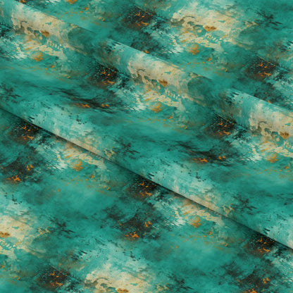 Teal Grunge Pattern 10 Quilting Cotton Fabric