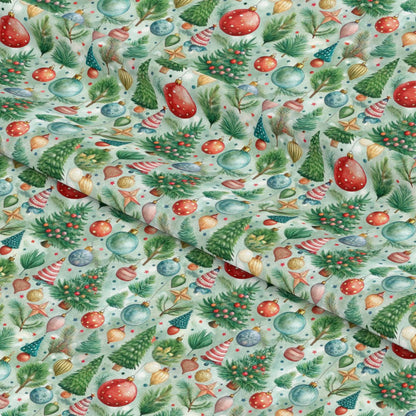 Pastel Christmas Time Pattern 5 Quilting Cotton Fabric