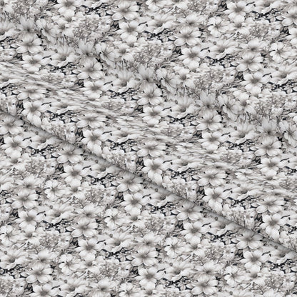 White Flowers Pattern 1 Quilting Cotton Fabric