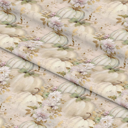 White Fall Pumpkins Pattern 12 Quilting Cotton Fabric