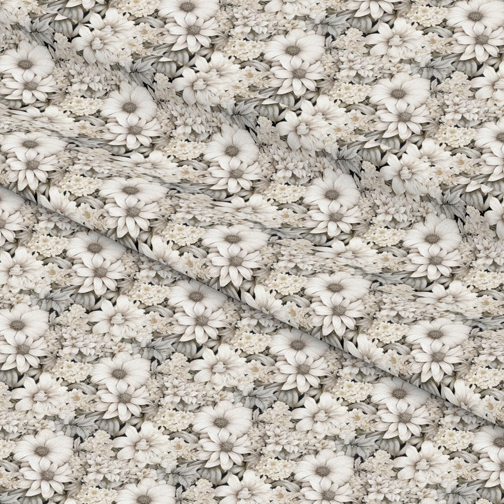 White Flowers Pattern 2 Quilting Cotton Fabric